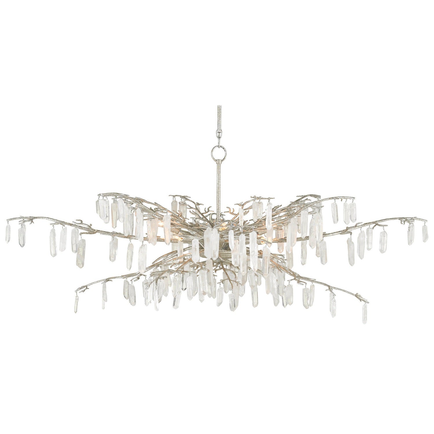 Currey and Company - 9000-0608 - Eight Light Chandelier - Forest Dawn Collection - Textured Silver/Natural