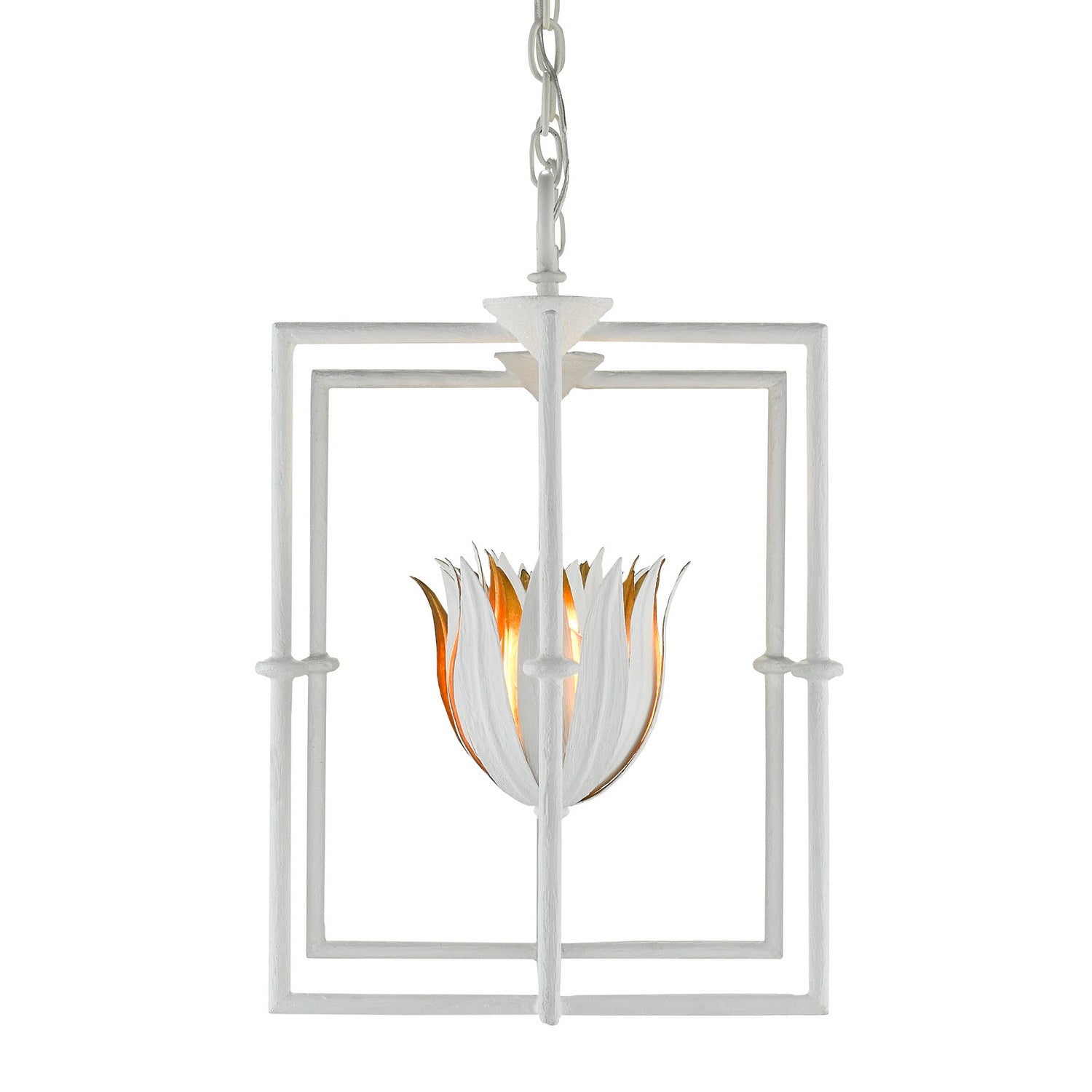 Currey and Company - 9000-0631 - Four Light Lantern - Tulipano Collection - Gesso White/Contemporary Gold Leaf