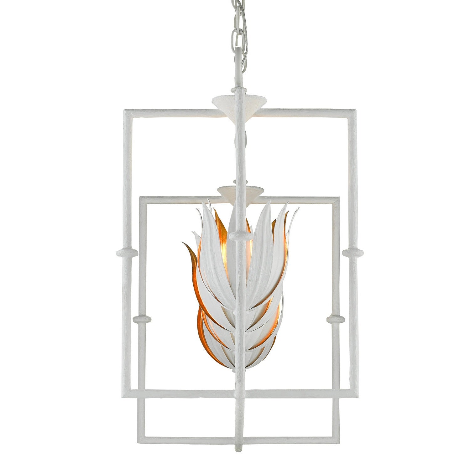 Currey and Company - 9000-0631 - Four Light Lantern - Tulipano Collection - Gesso White/Contemporary Gold Leaf