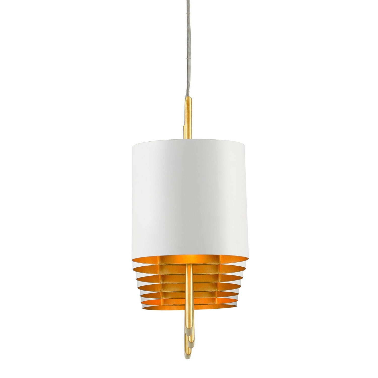 Currey and Company - 9000-0633 - Seven Light Chandelier - Chaunce Rectangular Chandelier - Painted Gesso White/Contemporary Gold Leaf