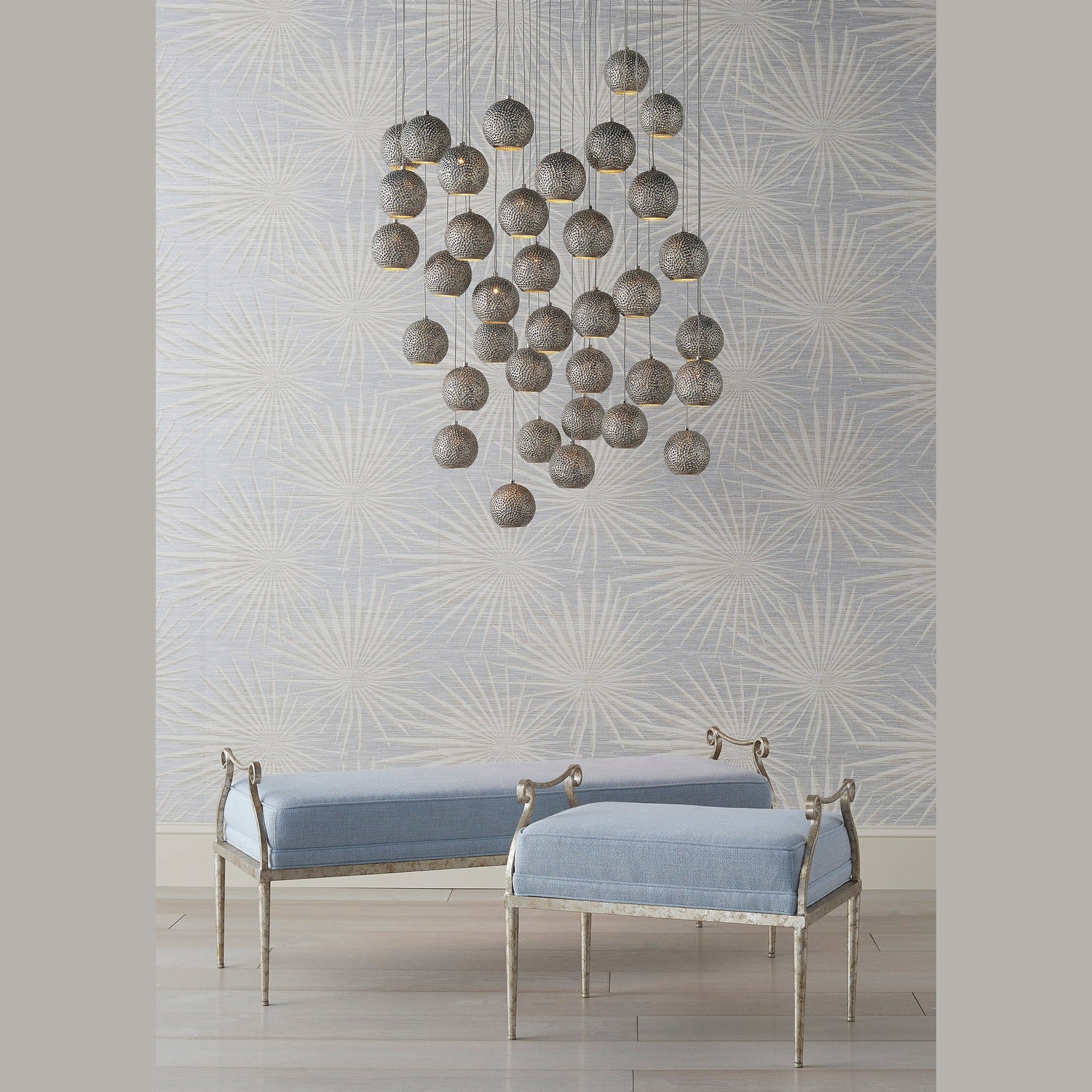 Currey and Company - 9000-0687 - 36 Light Pendant - Giro Collection - Blue/Nickel
