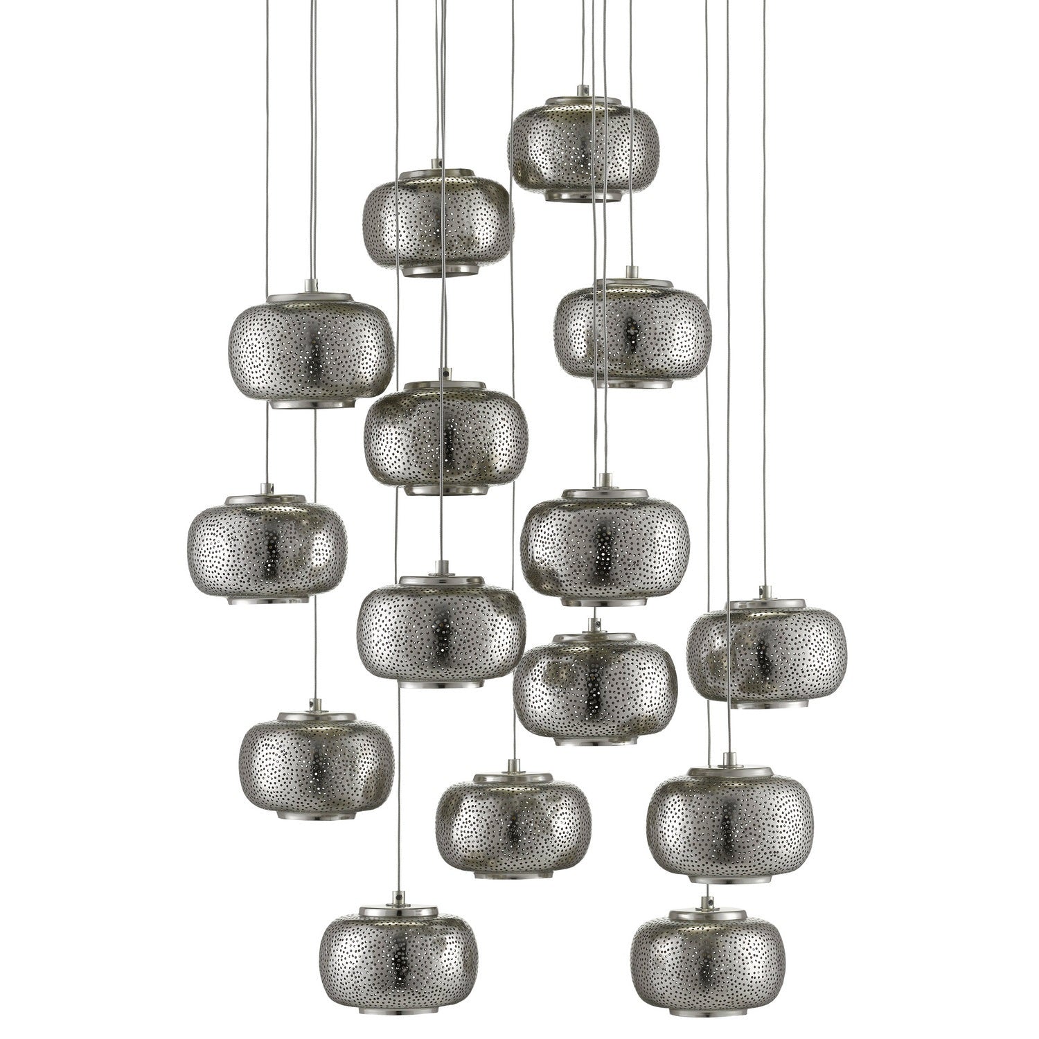 Currey and Company - 9000-0691 - 15 Light Pendant - Pepper Collection - Nickel