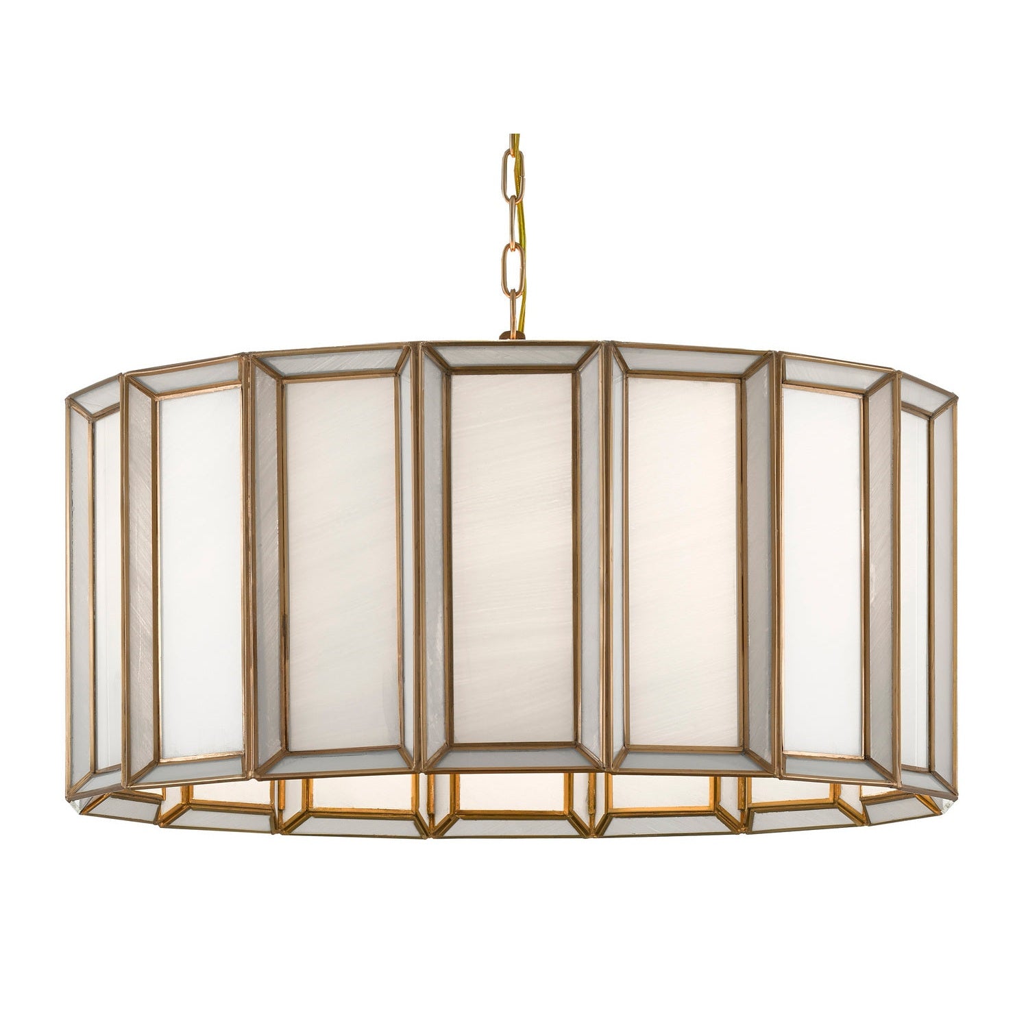 Currey and Company - 9000-0750 - Three Light Pendant - Daze Collection - Antique Brass/White