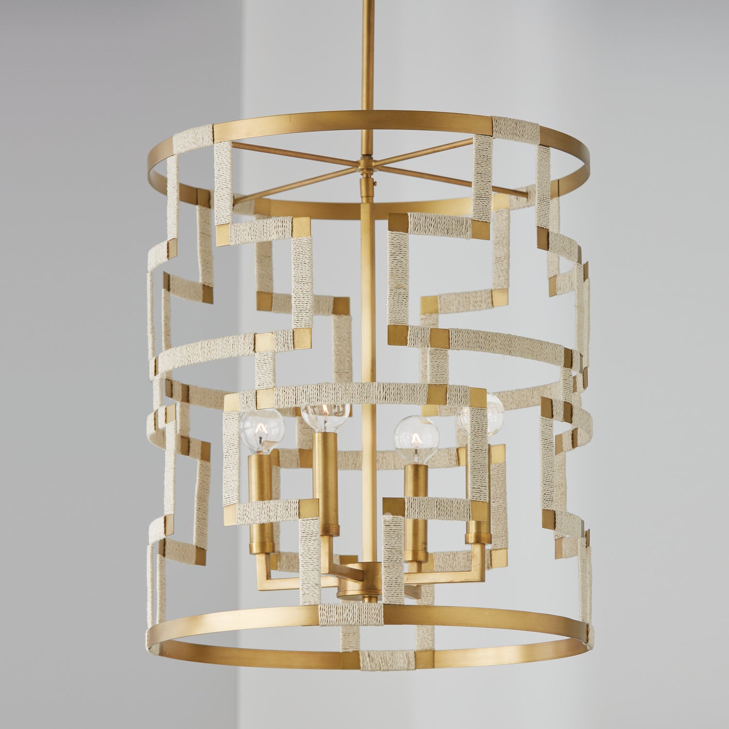 Capital Lighting - 541041NL - Four Light Foyer - Hala - Bleached Natural Jute and Patinaed Brass