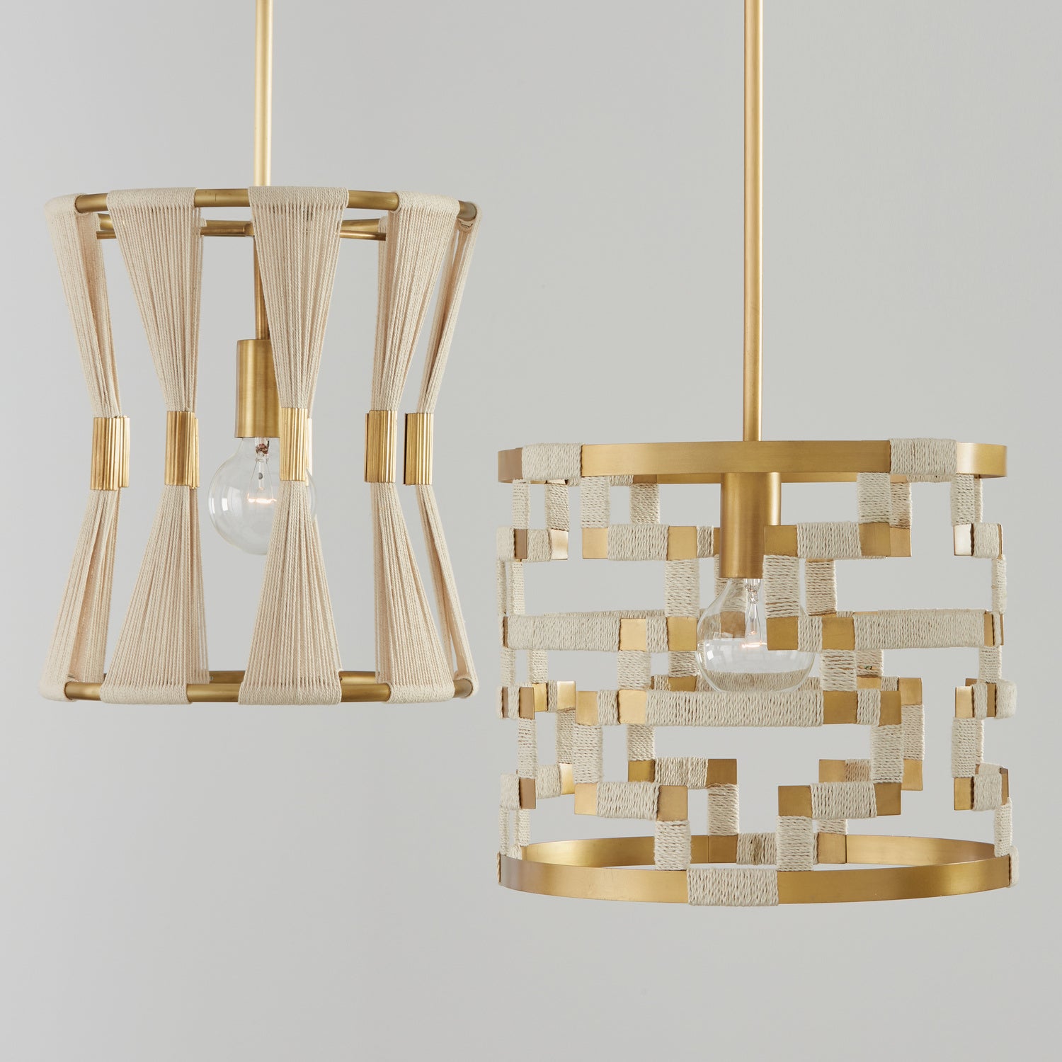Capital Lighting - 341111NP - One Light Pendant - Bianca - Bleached Natural Rope and Patinaed Brass