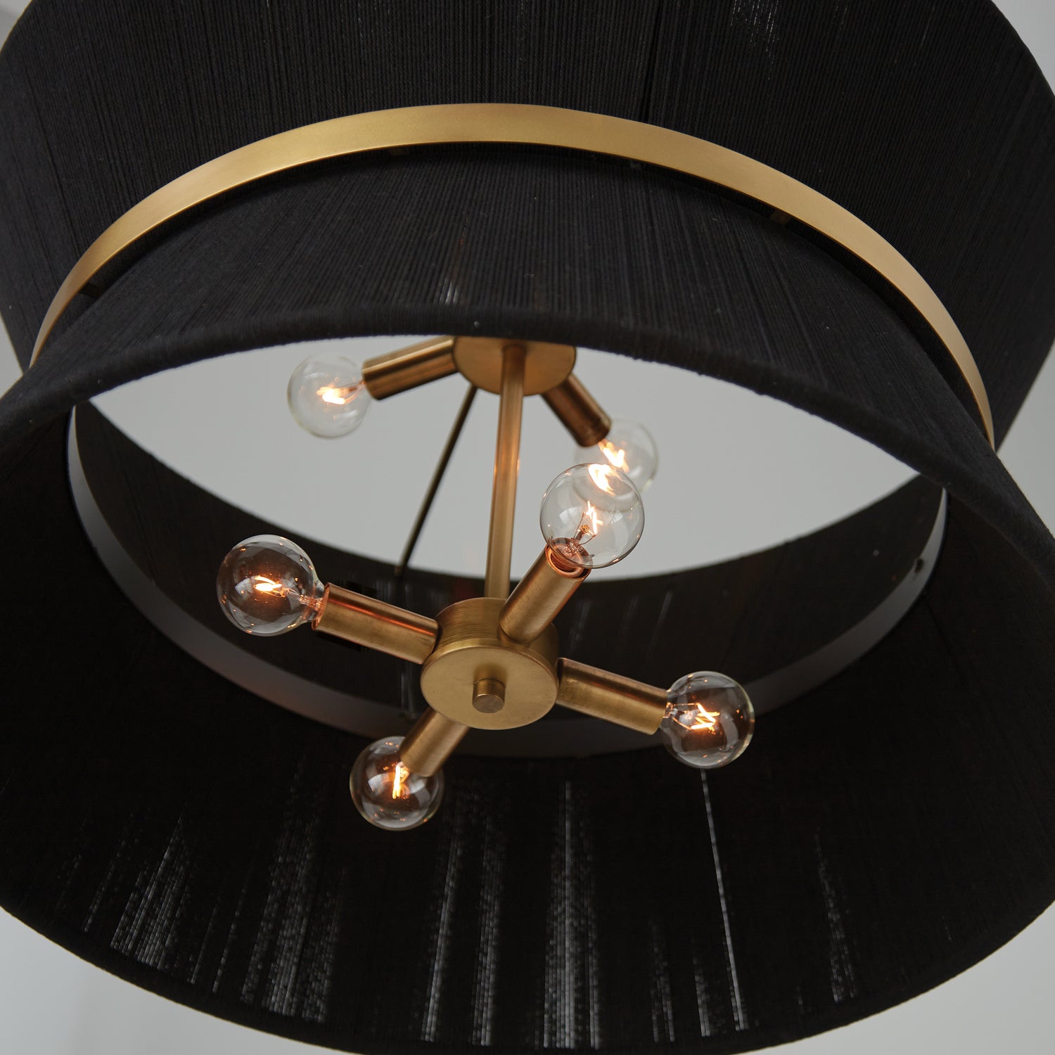 Capital Lighting - 341281KP - Eight Light Pendant - Cecilia - Black Rope and Patinaed Brass