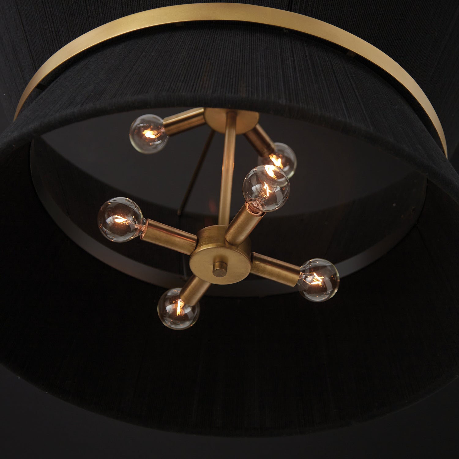 Capital Lighting - 341281KP - Eight Light Pendant - Cecilia - Black Rope and Patinaed Brass