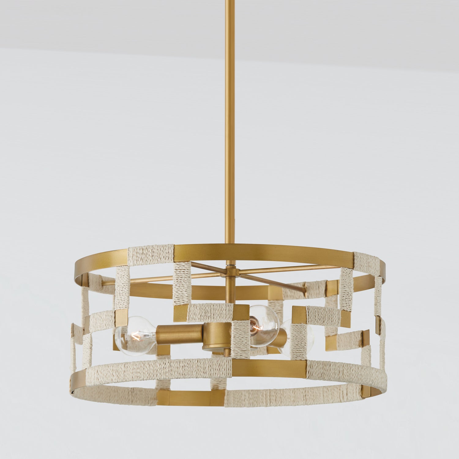 Capital Lighting - 241031NL - Three Light Semi Flush Mount - Hala - Bleached Natural Jute and Patinaed Brass