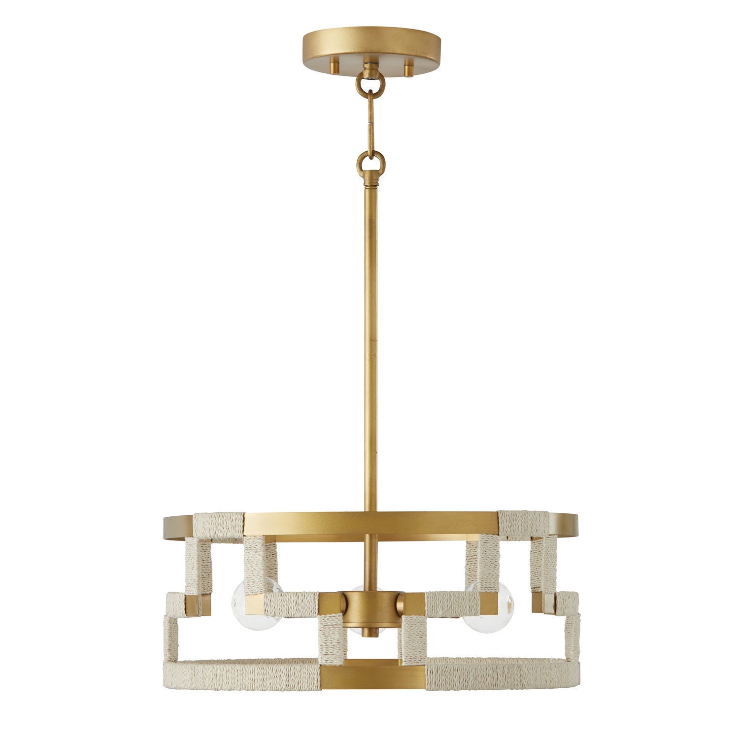 Capital Lighting - 241031NL - Three Light Semi Flush Mount - Hala - Bleached Natural Jute and Patinaed Brass
