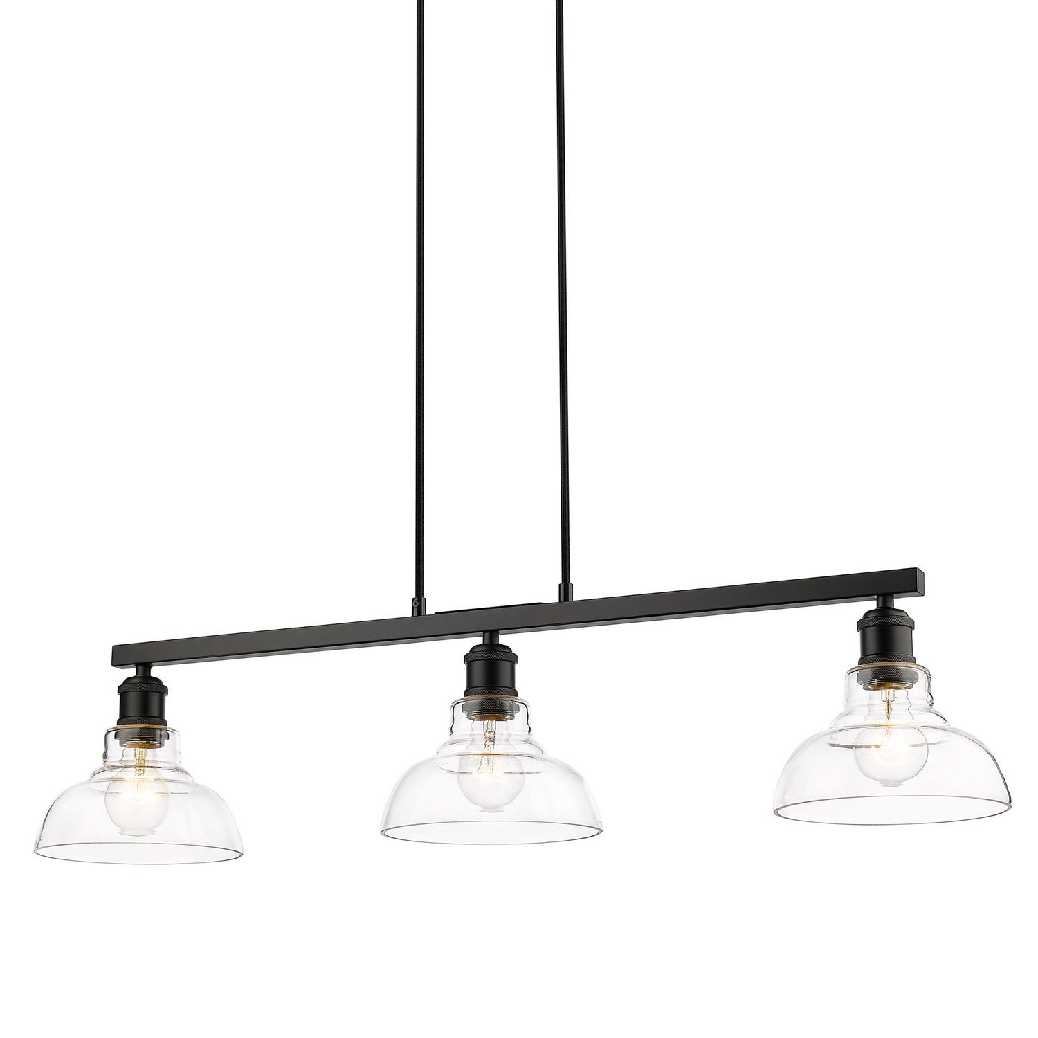 Golden - 0305-3SF BLK-CLR - Three Light Semi-Flush Mount - Carver - Matte Black