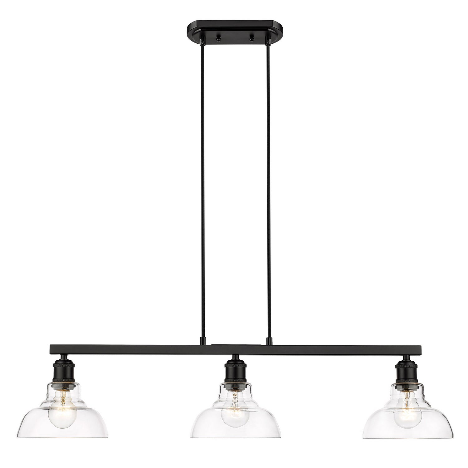 Golden - 0305-3SF BLK-CLR - Three Light Semi-Flush Mount - Carver - Matte Black