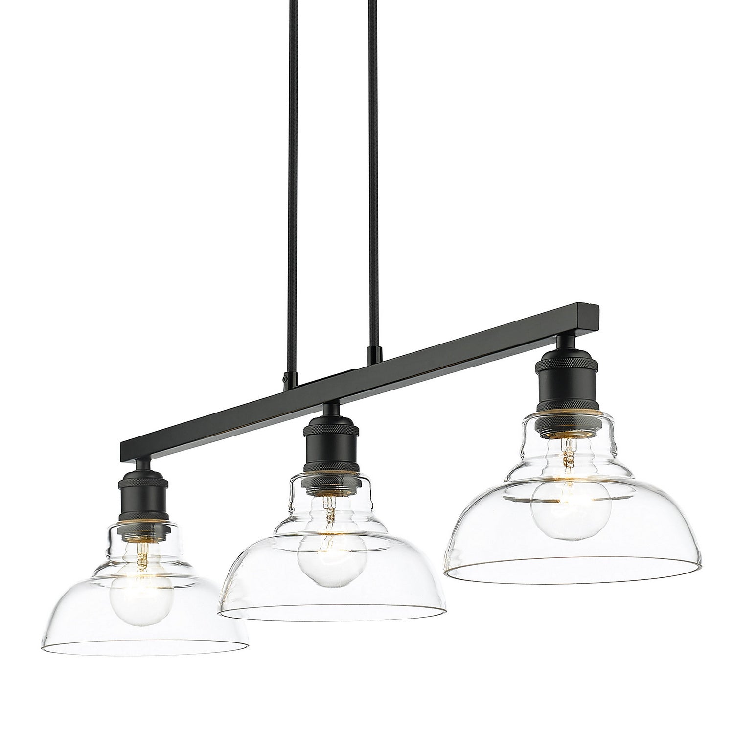 Golden - 0305-3SF BLK-CLR - Three Light Semi-Flush Mount - Carver - Matte Black