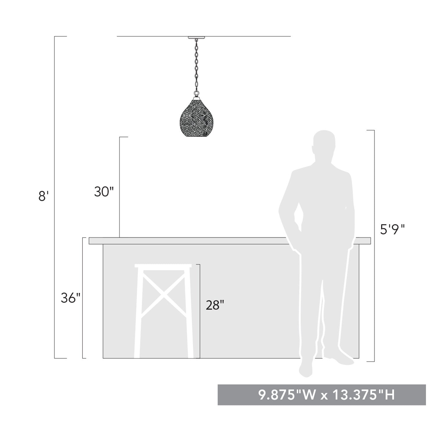 Golden - 1094-S BLK-HCG - One Light Pendant - Ariella - Matte Black