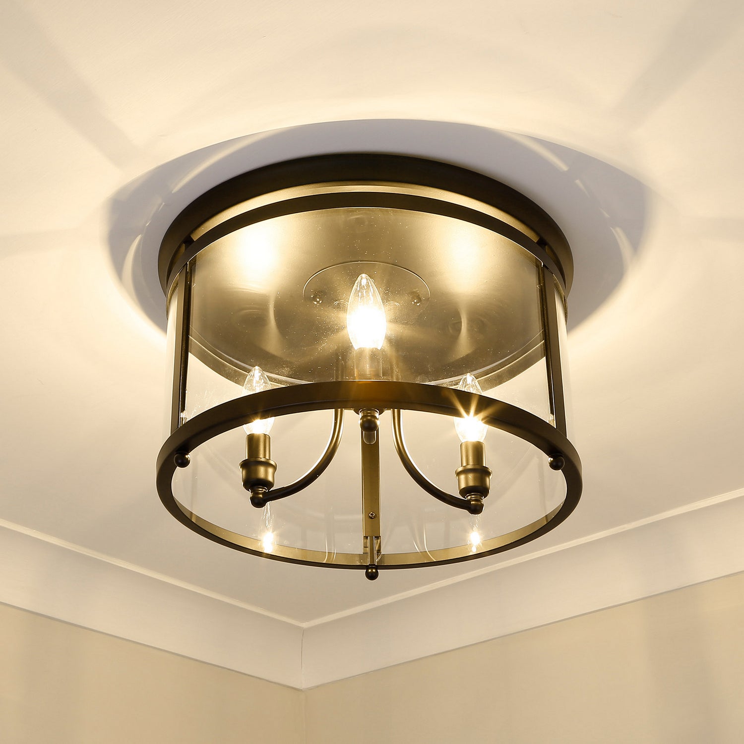 Golden - 1157-FM BLK - Three Light Flush Mount - Payton - Matte Black