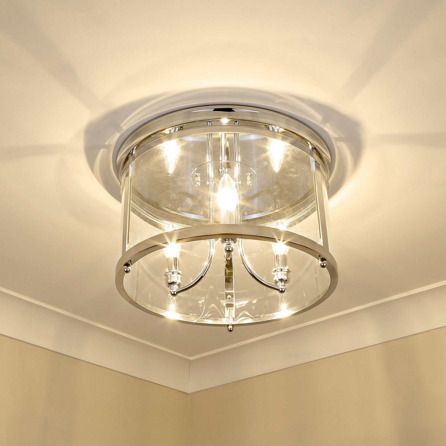 Golden - 1157-FM CH - Three Light Flush Mount - Payton - Chrome