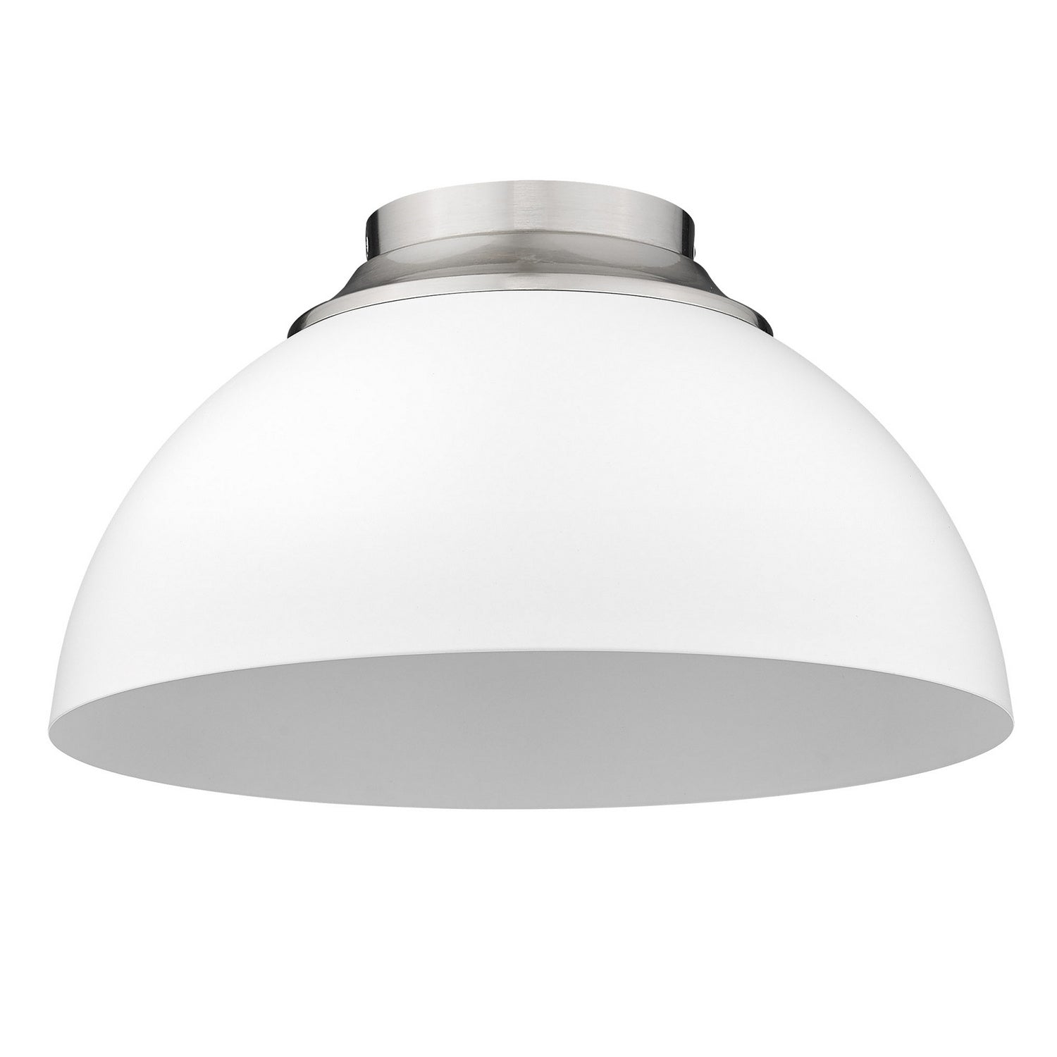 Golden - 6956-FM PW-WHT - Three Light Flush Mount - Zoey - Pewter