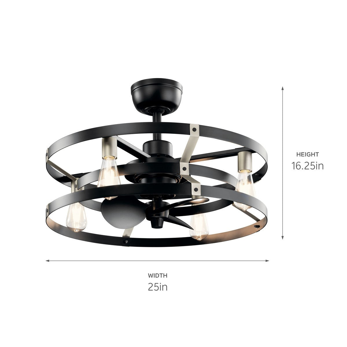 Kichler - 300040SBK - 25"Ceiling Fan - Cavelli - Satin Black