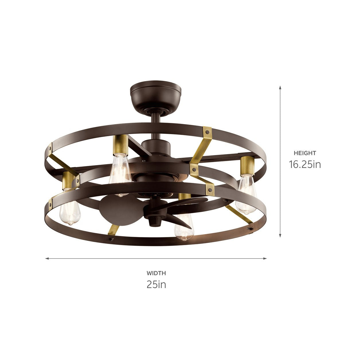 Kichler - 300040SNB - 25"Ceiling Fan - Cavelli - Satin Natural Bronze