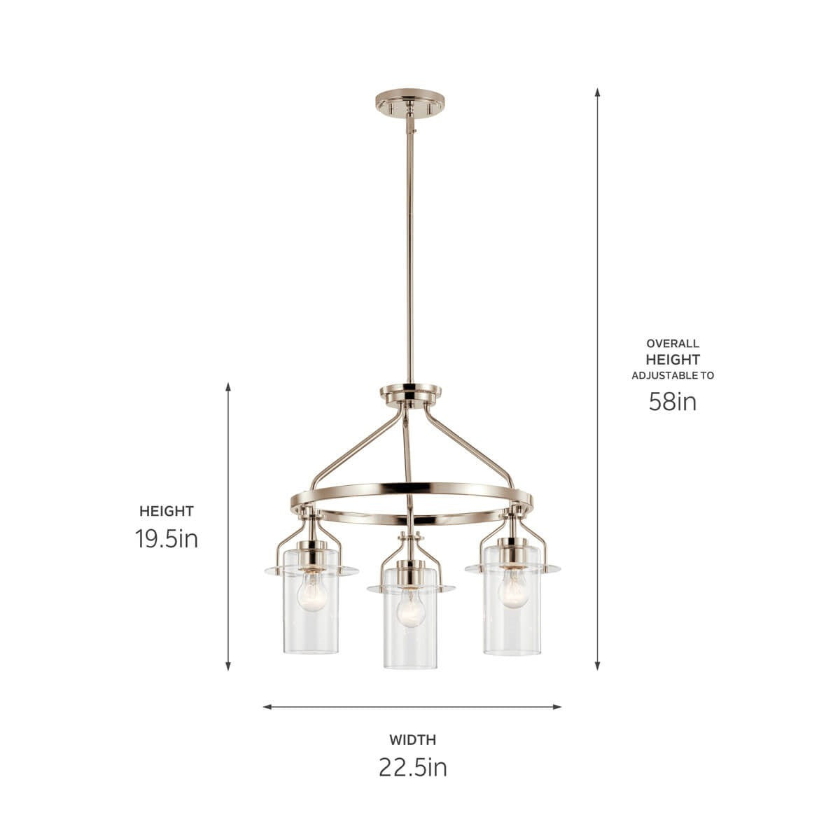 Kichler - 52377PN - Three Light Chandelier - Everett - Polished Nickel