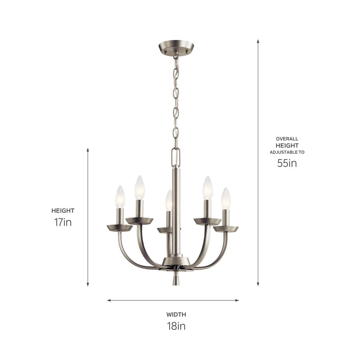 Kichler - 52385NI - Five Light Chandelier - Kennewick - Brushed Nickel