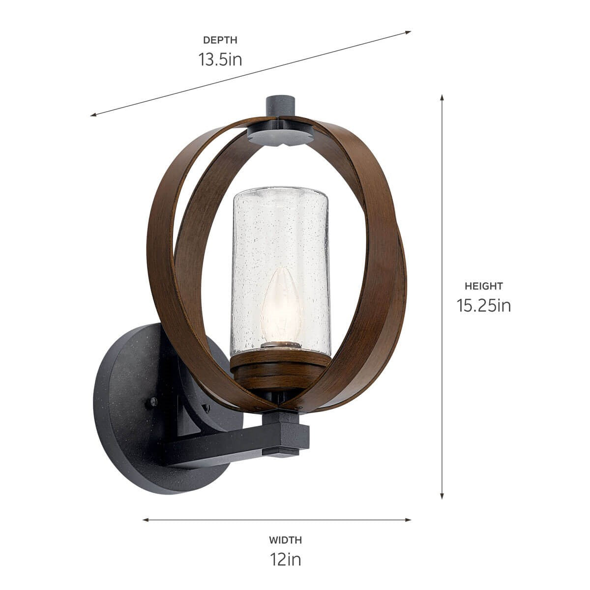 Kichler - 59067AUB - One Light Outdoor Wall Mount - Grand Bank - Auburn Stained