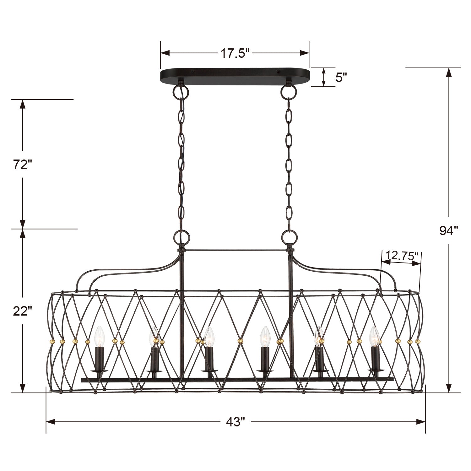 Crystorama - ZUC-A9037-EB-GA - Six Light Chandelier - Zucca - English Bronze + Antique Gold