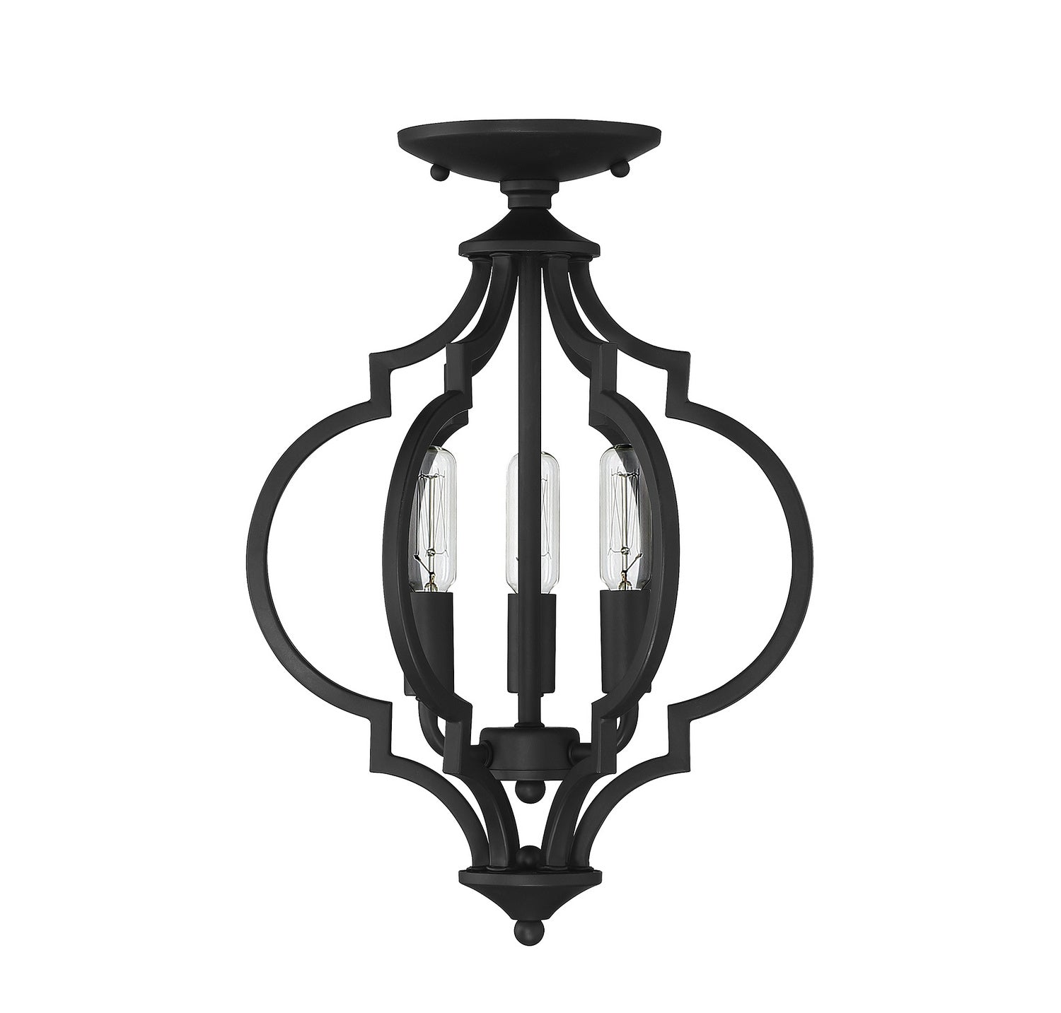 Meridian - M60055MBK - Three Light Semi-Flush Mount - Matte Black
