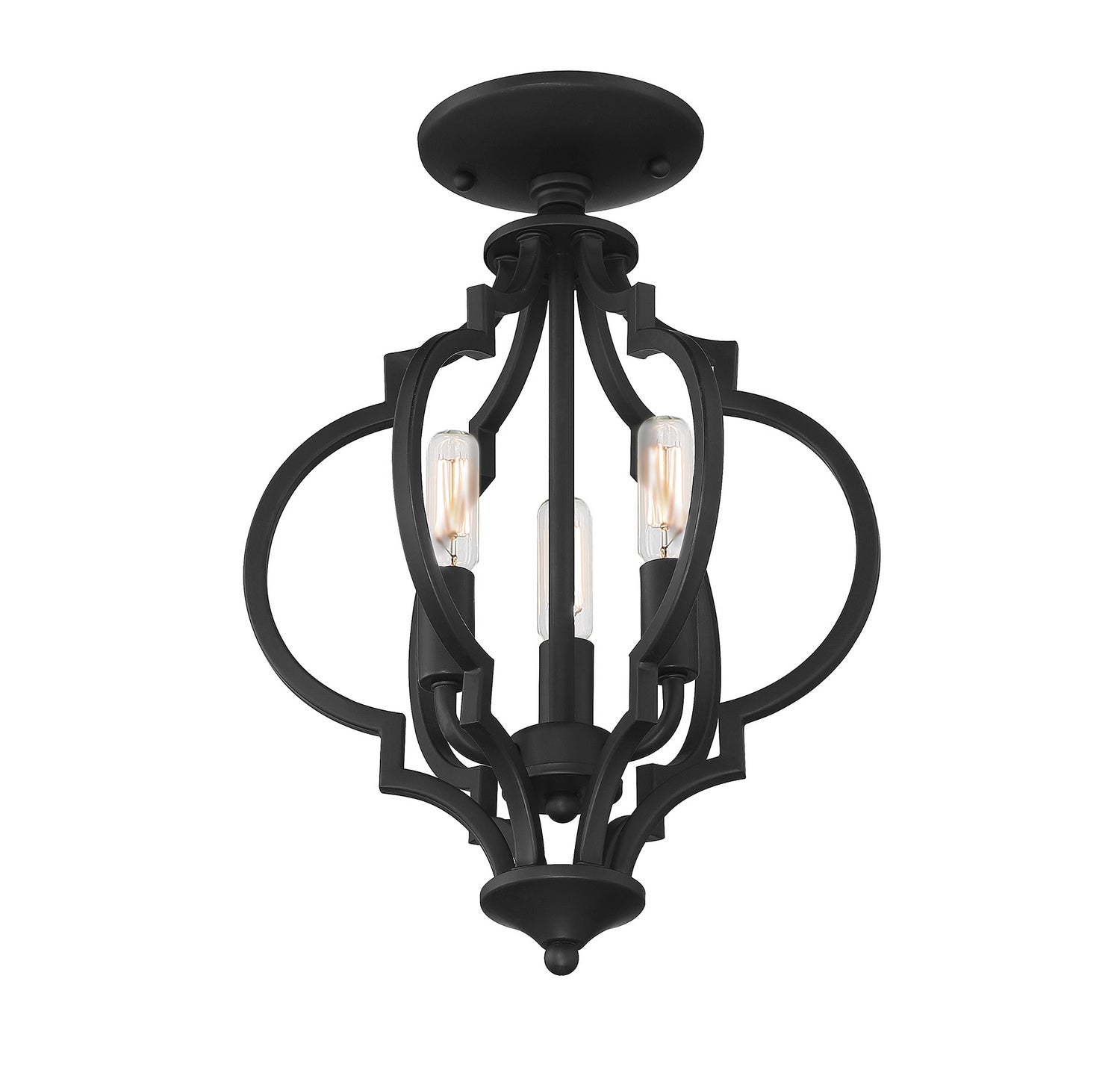 Meridian - M60055MBK - Three Light Semi-Flush Mount - Matte Black