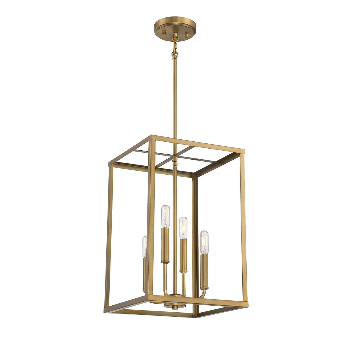 Meridian - M30008NB - Four Light Pendant - Natural Brass