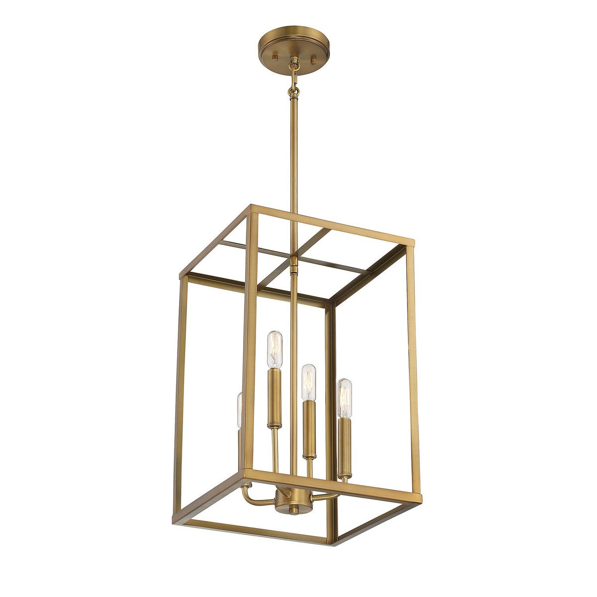 Meridian - M30008NB - Four Light Pendant - Natural Brass