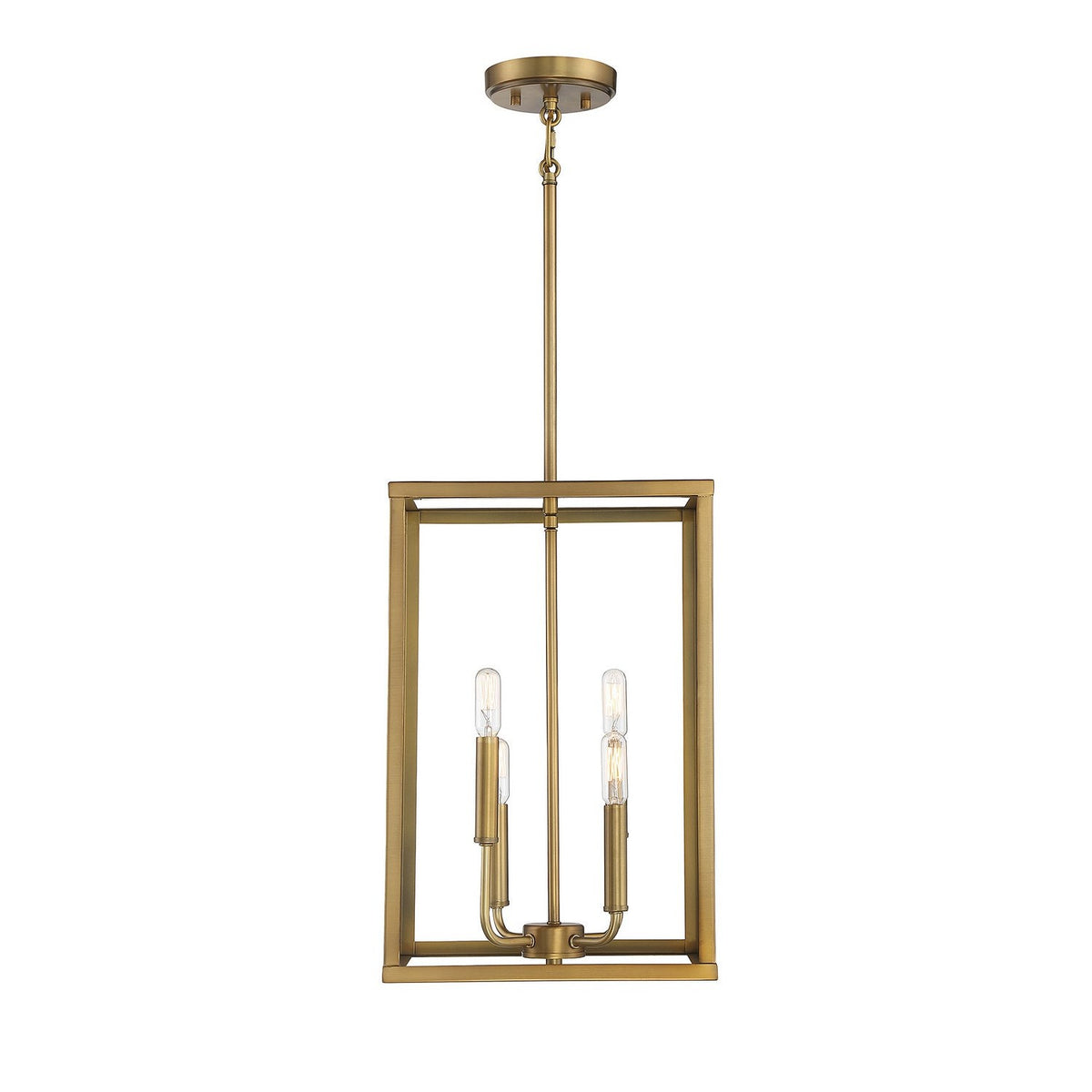 Meridian - M30008NB - Four Light Pendant - Natural Brass