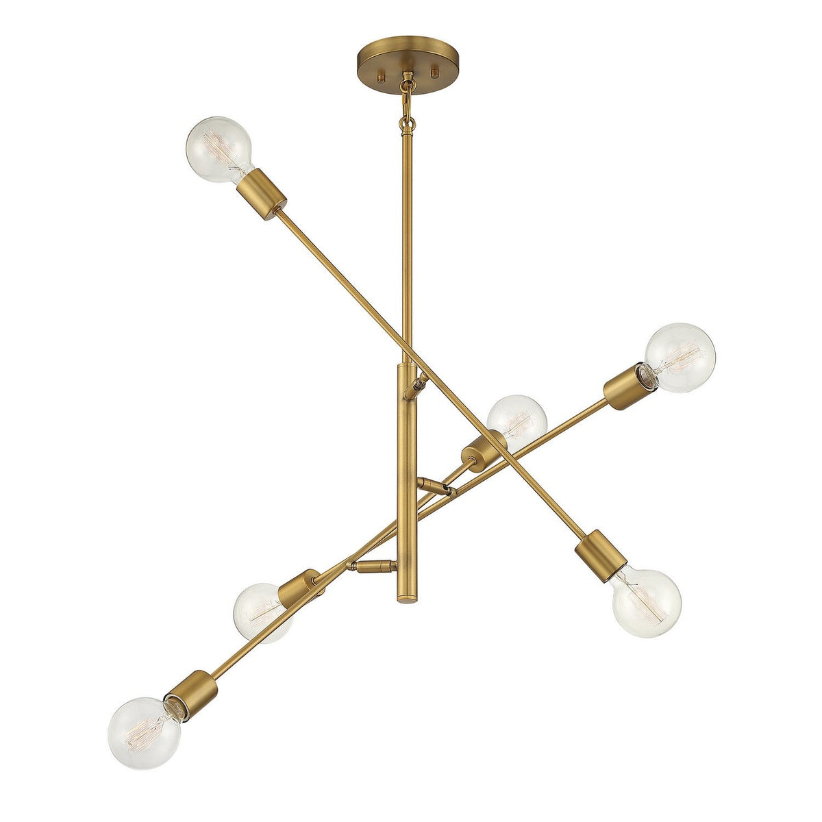 Meridian - M10084NB - Six Light Chandelier - Natural Brass