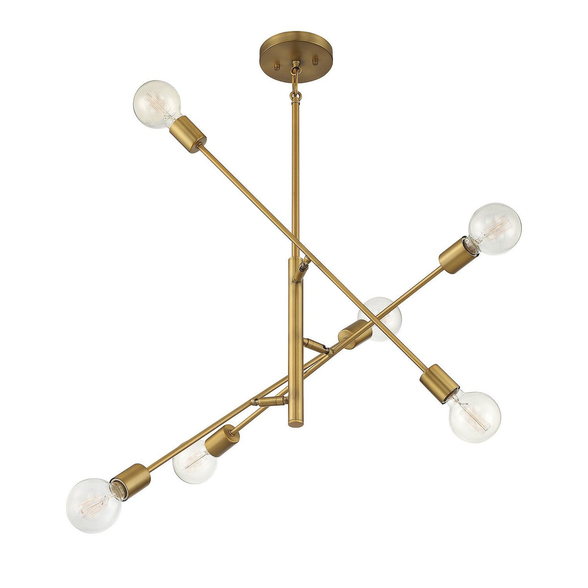 Meridian - M10084NB - Six Light Chandelier - Natural Brass