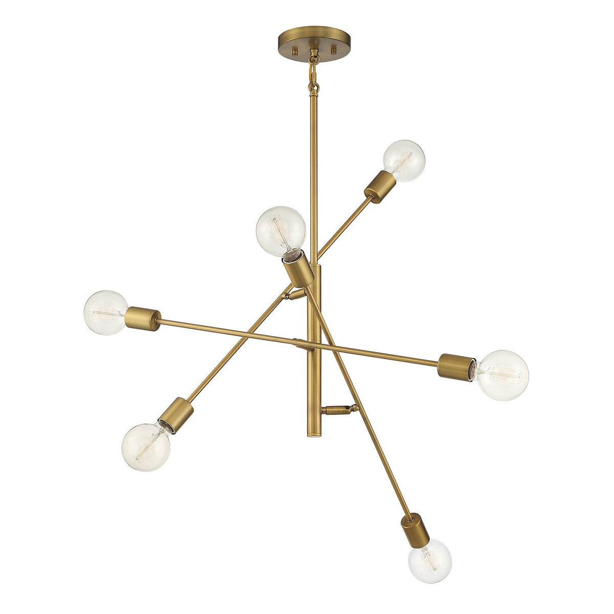 Meridian - M10084NB - Six Light Chandelier - Natural Brass