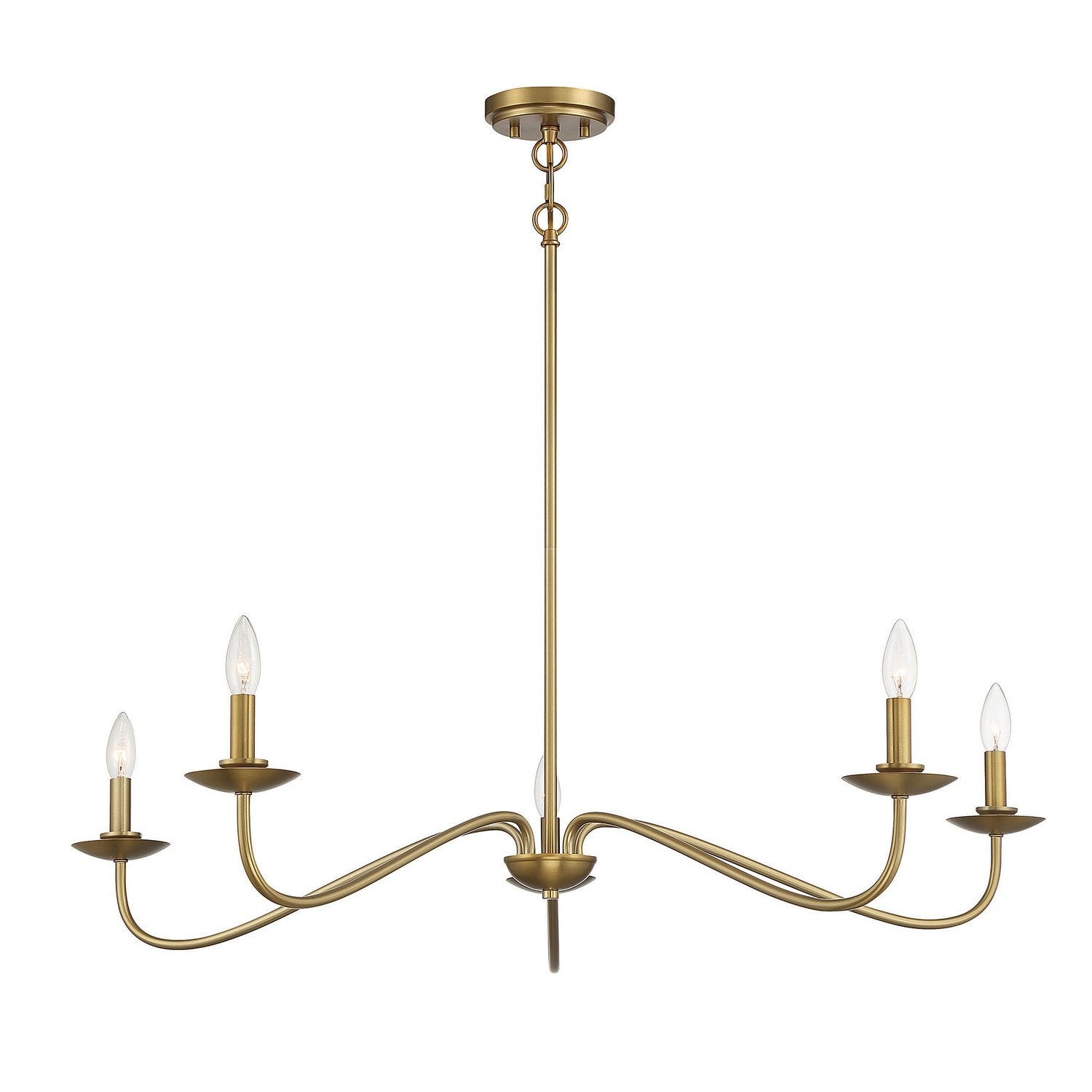 Meridian - M10085NB - Five Light Chandelier - Natural Brass