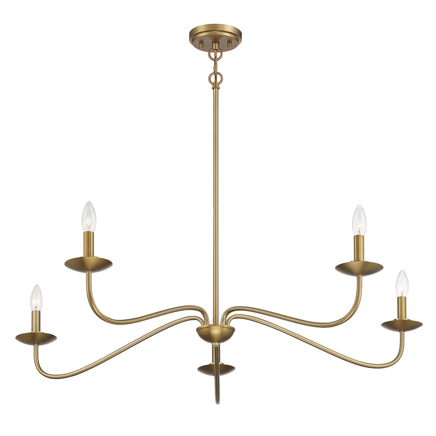 Meridian - M10085NB - Five Light Chandelier - Natural Brass