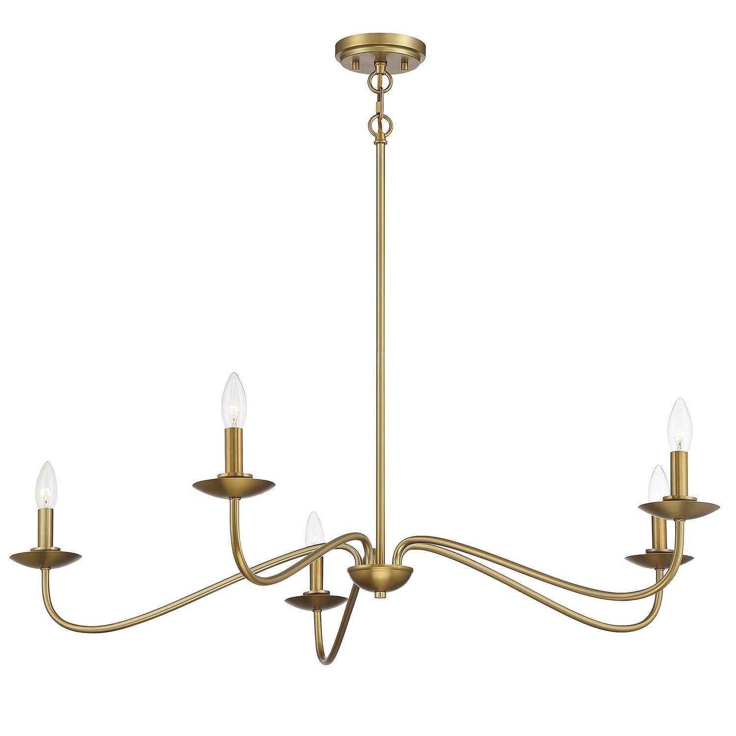 Meridian - M10085NB - Five Light Chandelier - Natural Brass