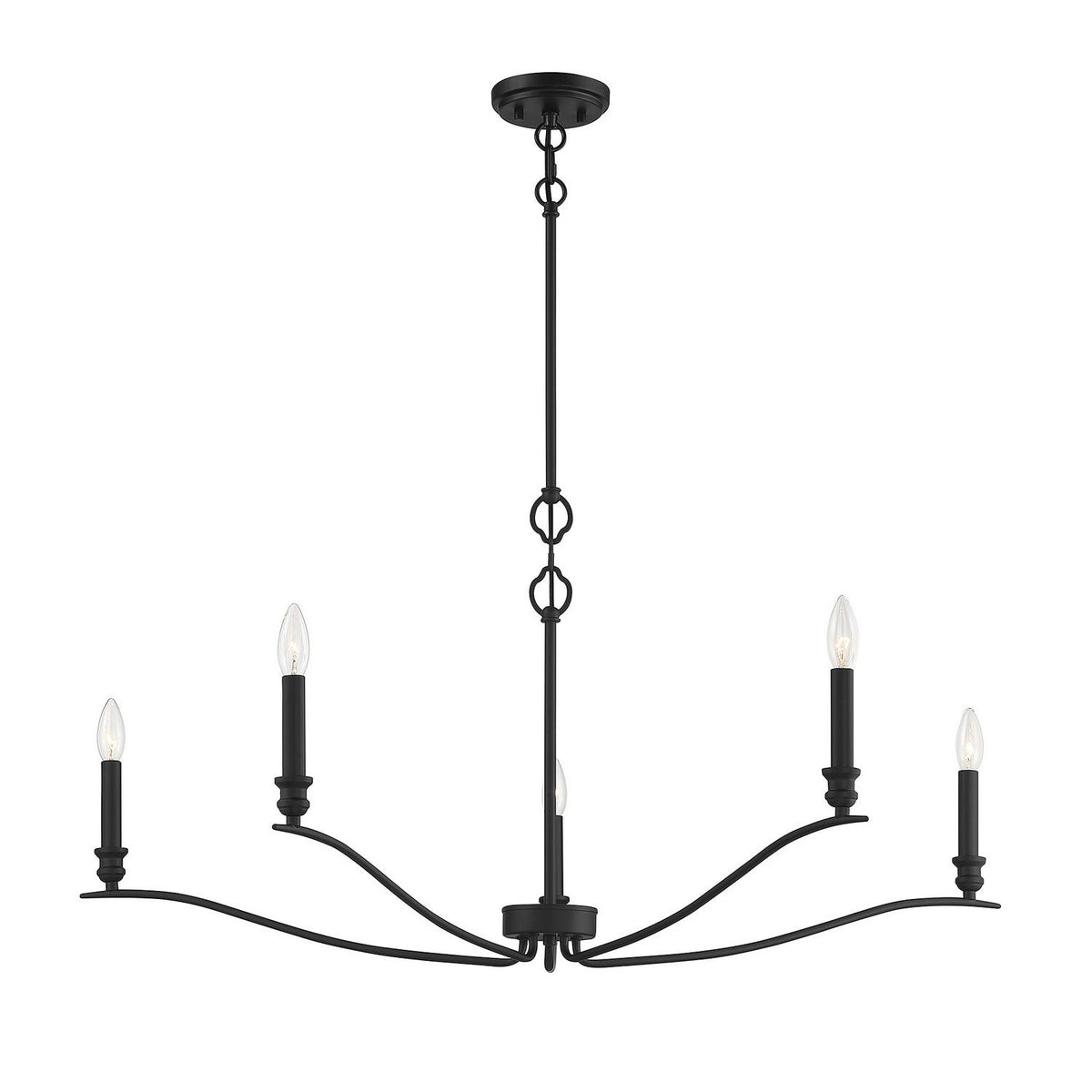 Meridian - M10086MBK - Five Light Chandelier - Matte Black