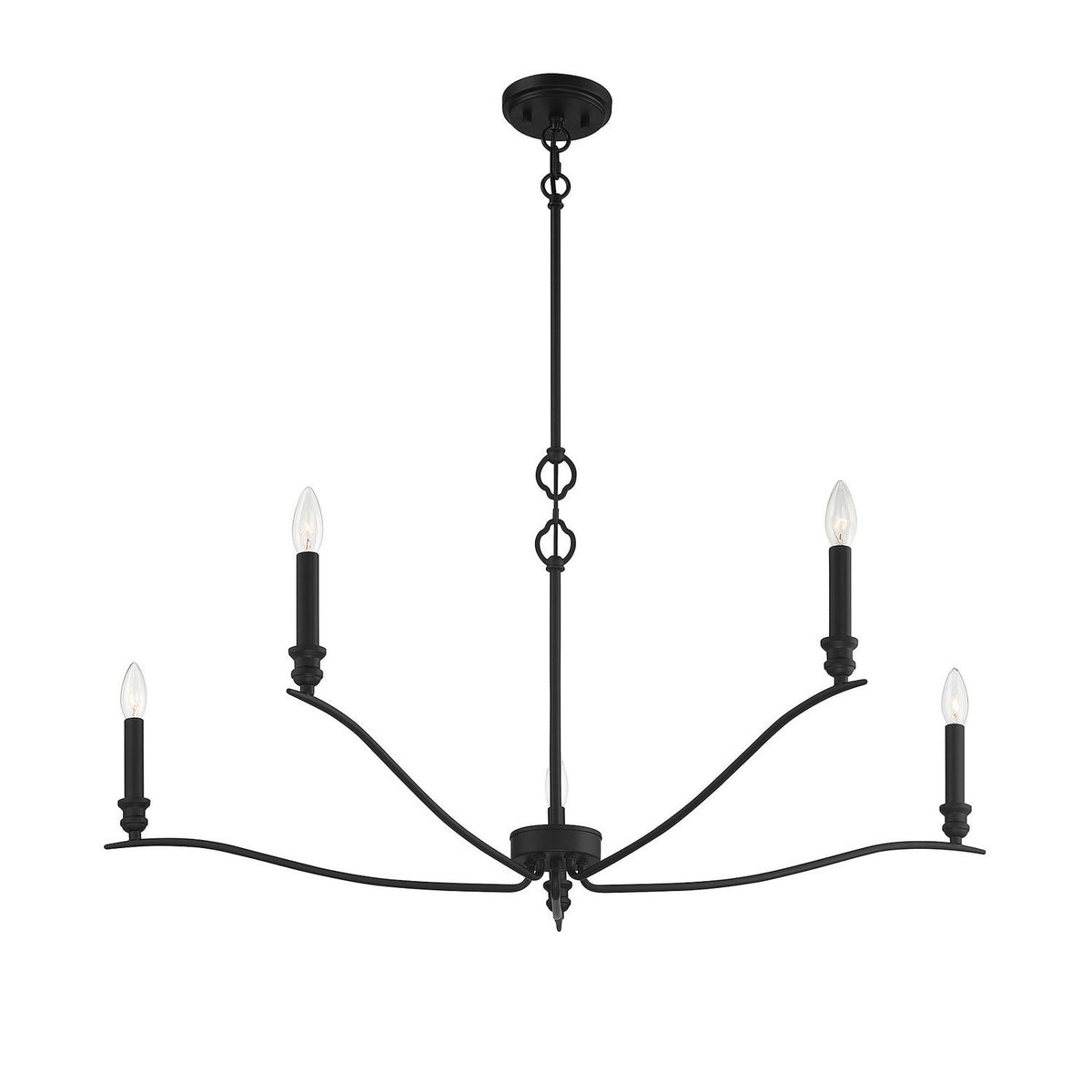 Meridian - M10086MBK - Five Light Chandelier - Matte Black