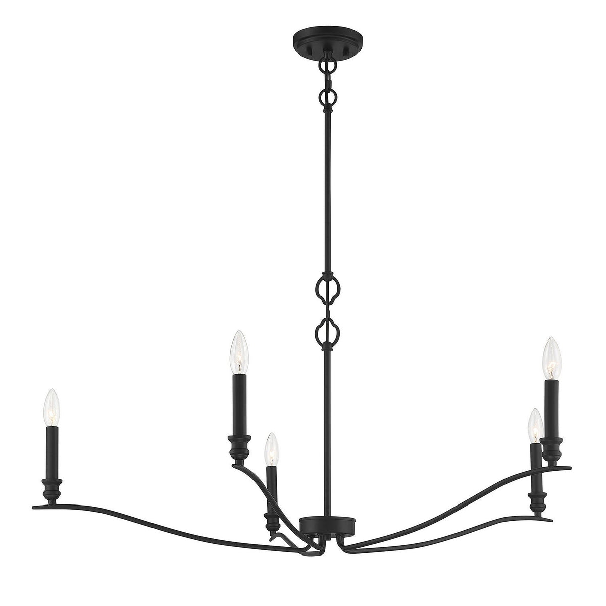 Meridian - M10086MBK - Five Light Chandelier - Matte Black
