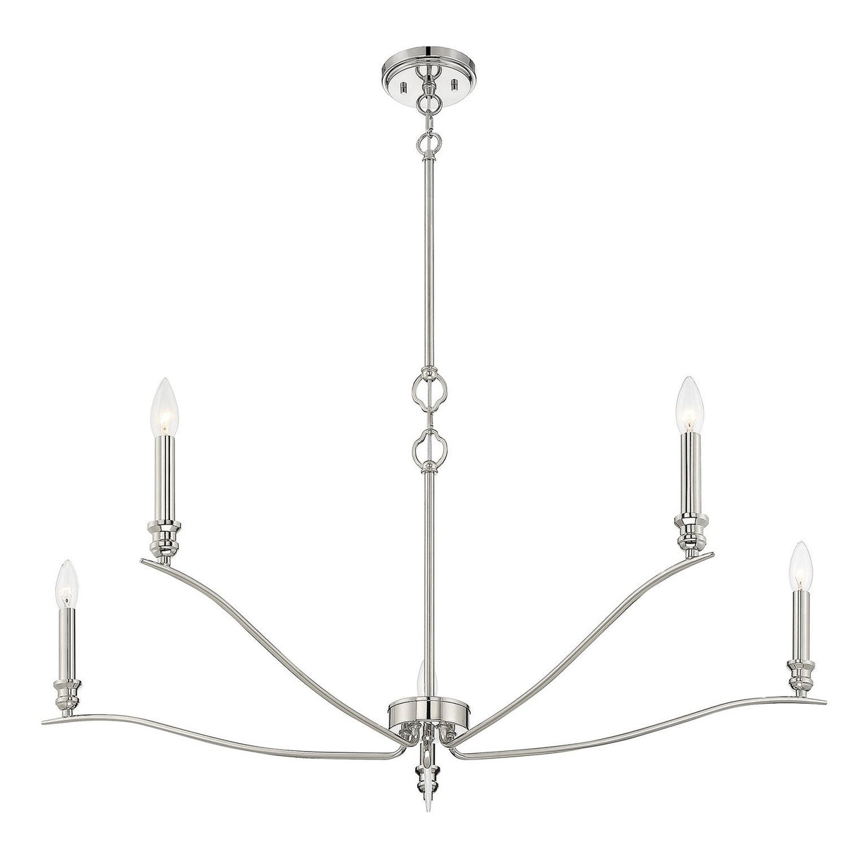 Meridian - M10086PN - Five Light Chandelier - Polished Nickel
