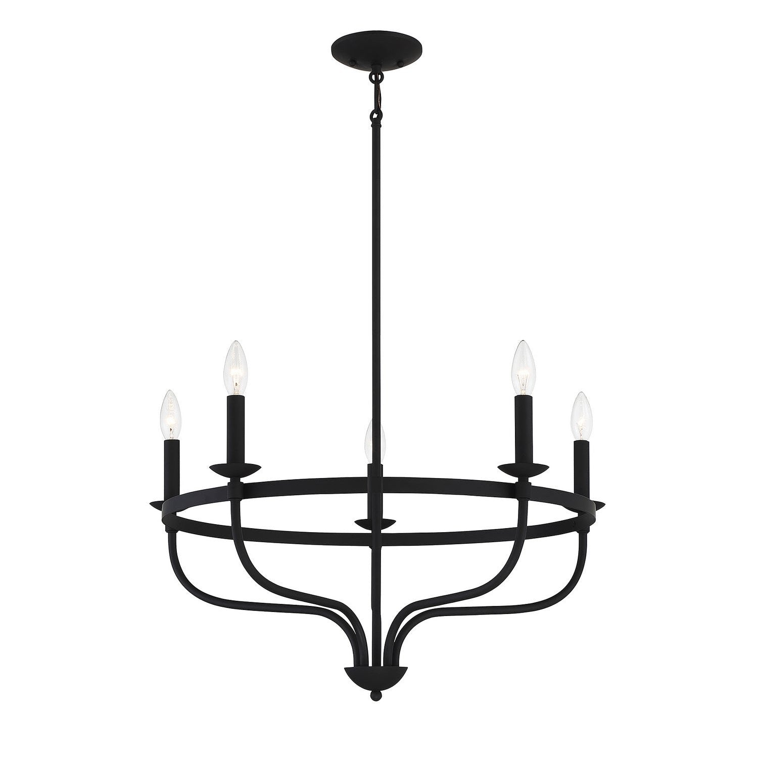 Meridian - M10087MBK - Five Light Chandelier - Matte Black