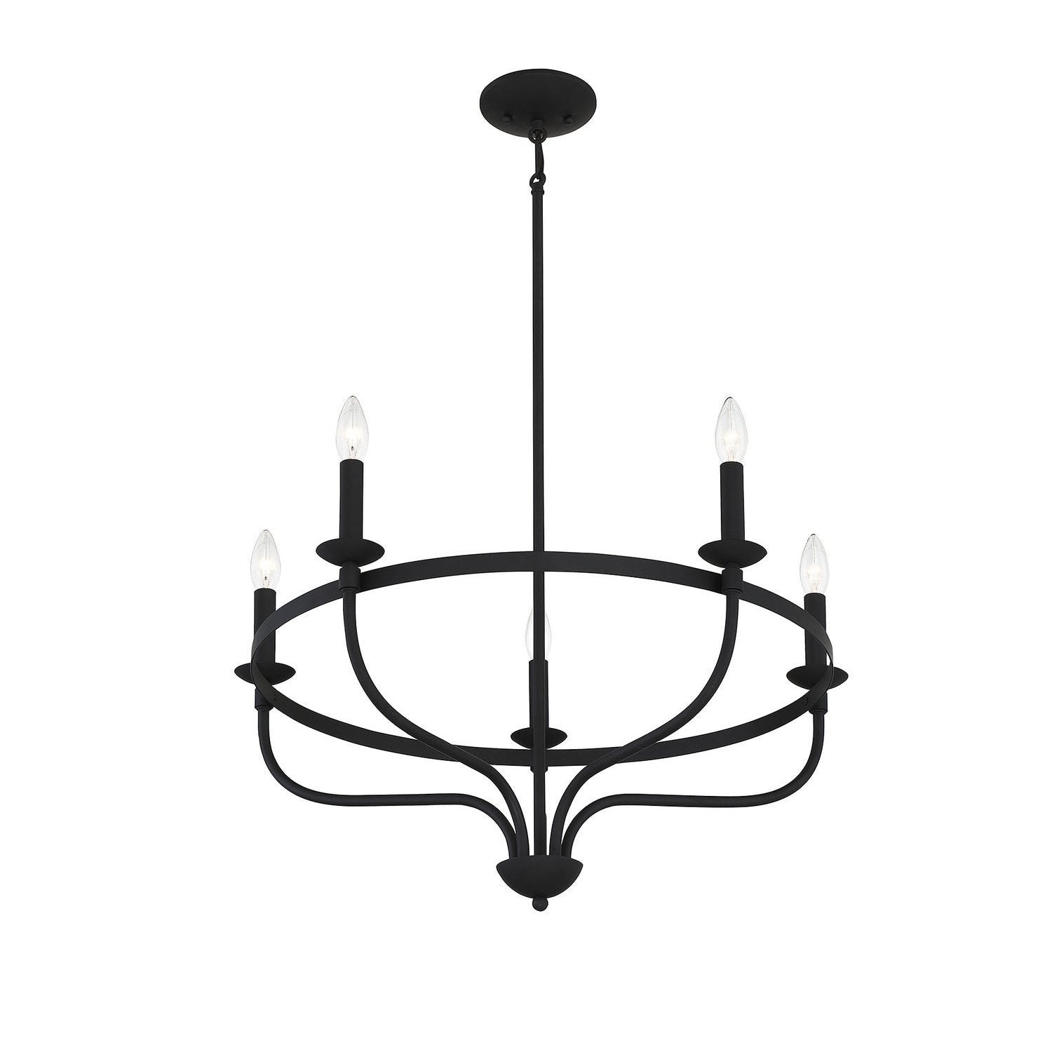 Meridian - M10087MBK - Five Light Chandelier - Matte Black