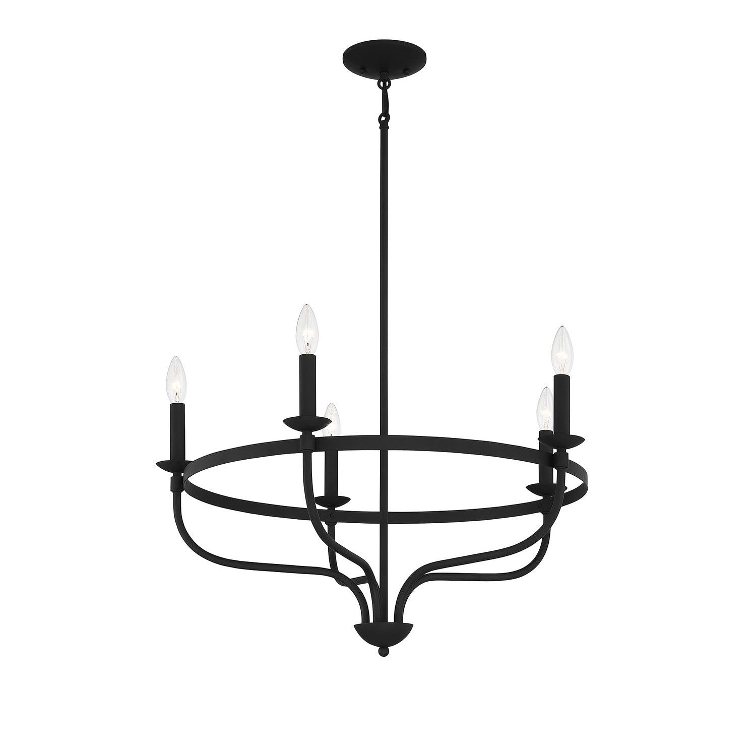 Meridian - M10087MBK - Five Light Chandelier - Matte Black