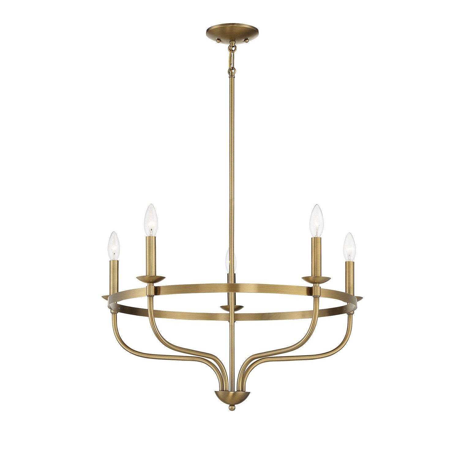 Meridian - M10087NB - Five Light Chandelier - Natural Brass