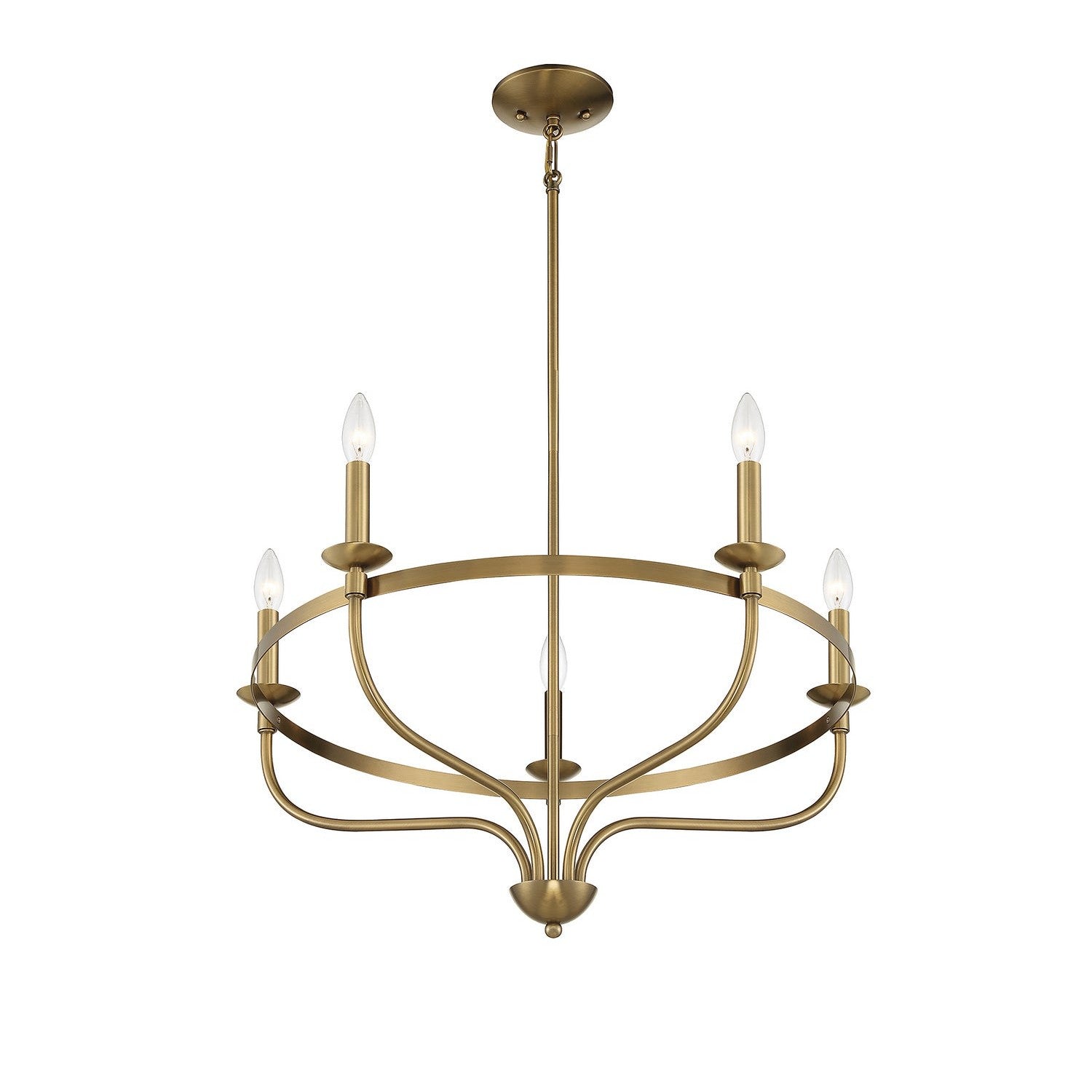 Meridian - M10087NB - Five Light Chandelier - Natural Brass