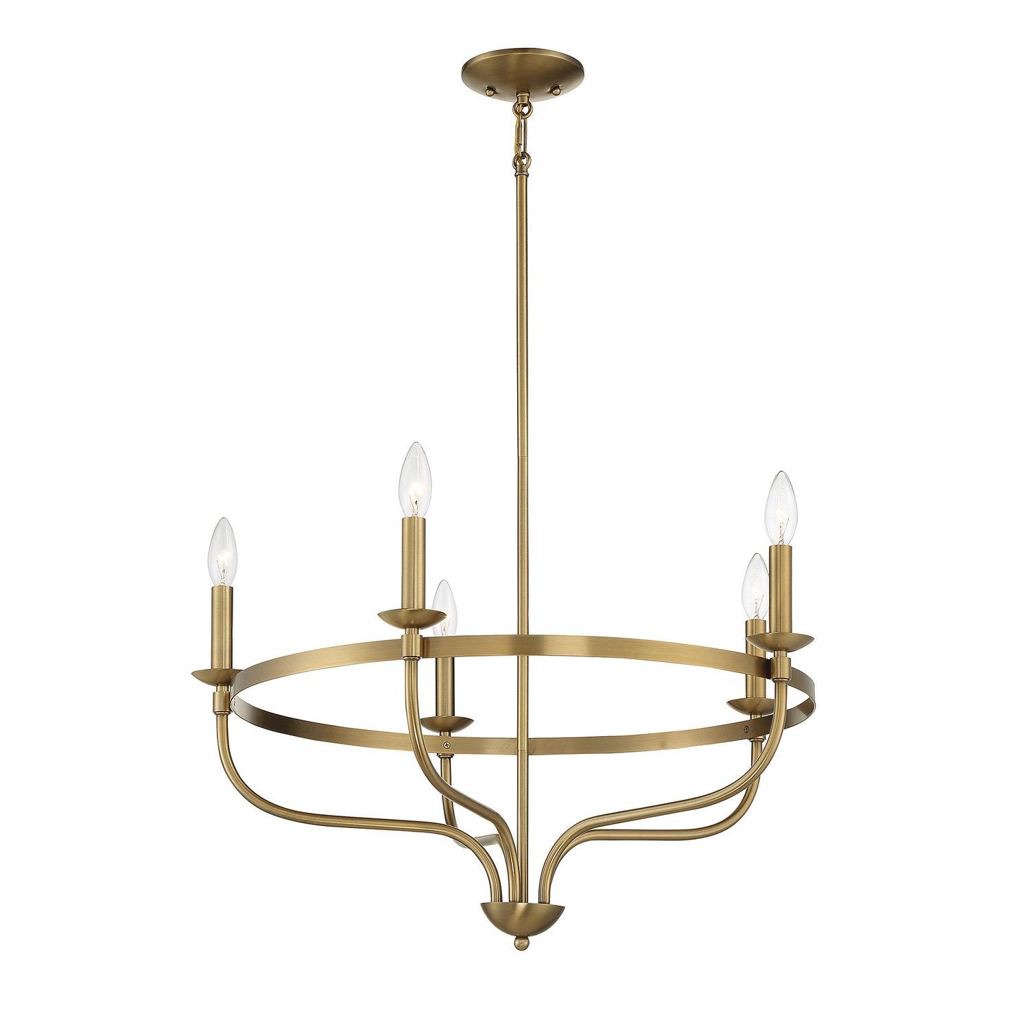 Meridian - M10087NB - Five Light Chandelier - Natural Brass