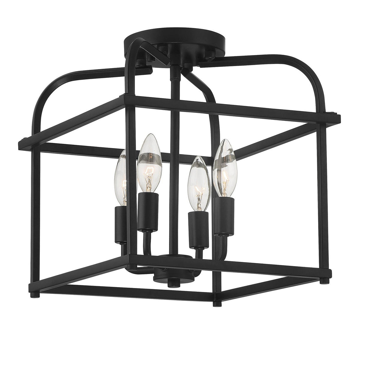 Meridian - M60061MBK - Four Light Semi-Flush Mount - Matte Black
