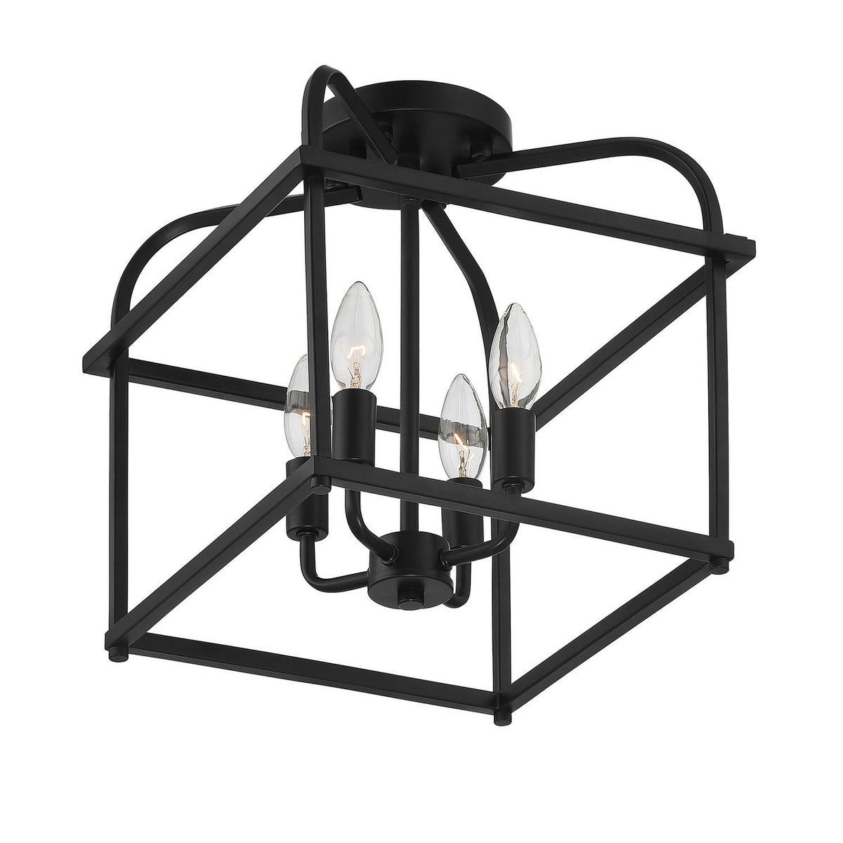 Meridian - M60061MBK - Four Light Semi-Flush Mount - Matte Black