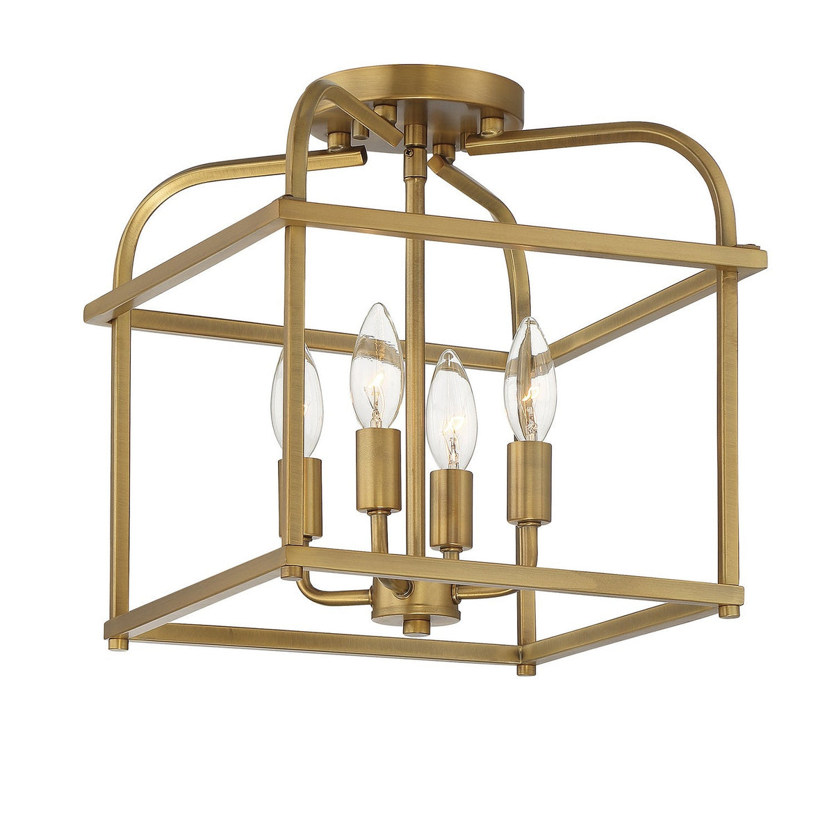 Meridian - M60061NB - Four Light Semi-Flush Mount - Natural Brass